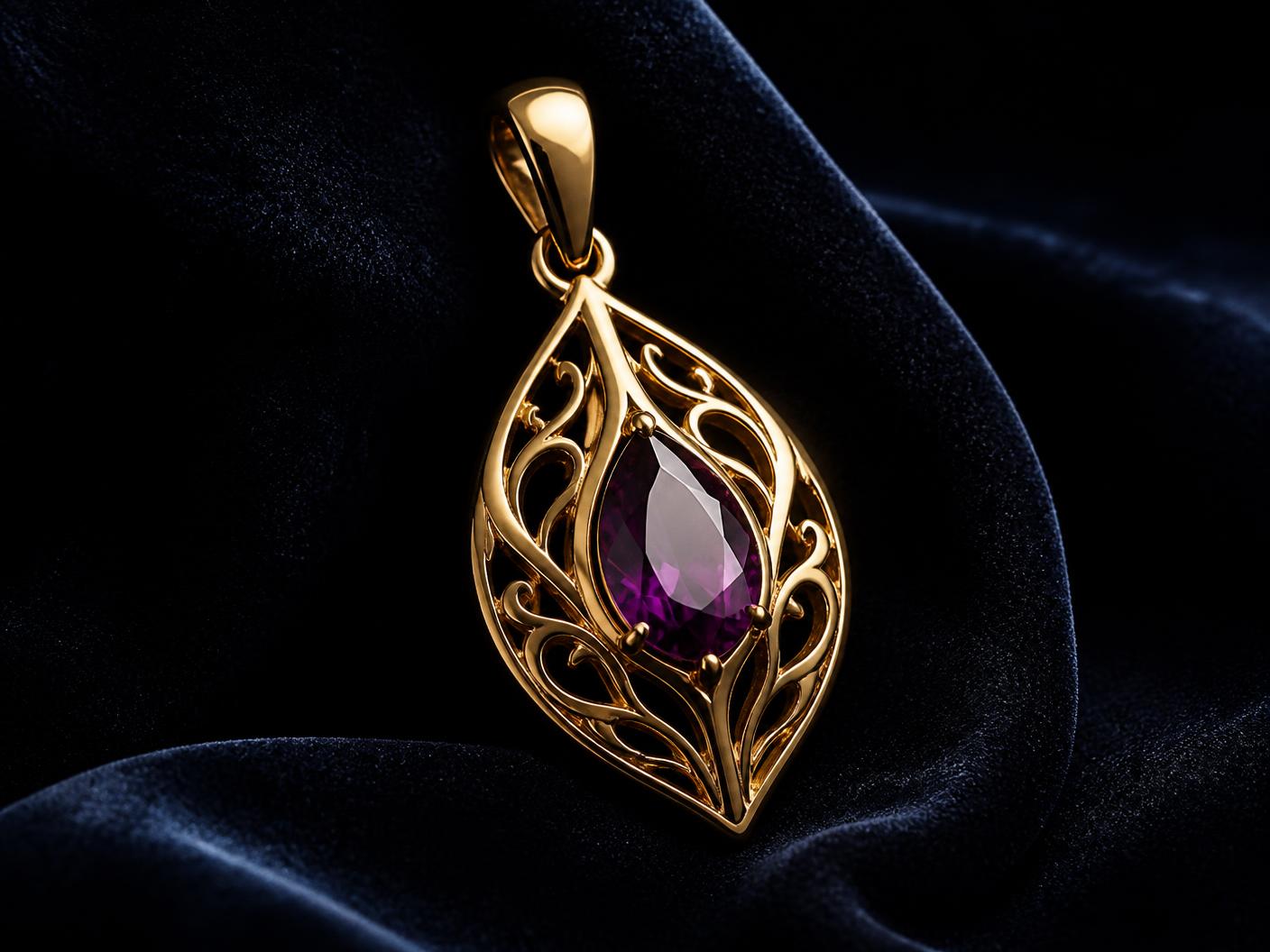 Custom gold pendant set with a faceted gemstone